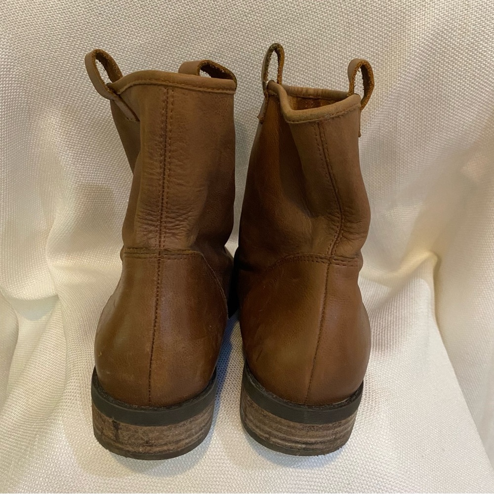 Sole Society Natasha Vintage Cognac Leather Pull On Boots Rubber Sole W 7 - Picture 3 of 8